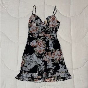 Lulu's Black Floral Mini Dress